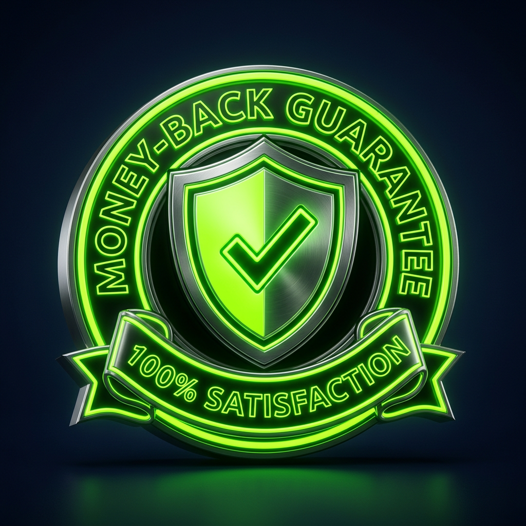 Bold money-back guarantee badge