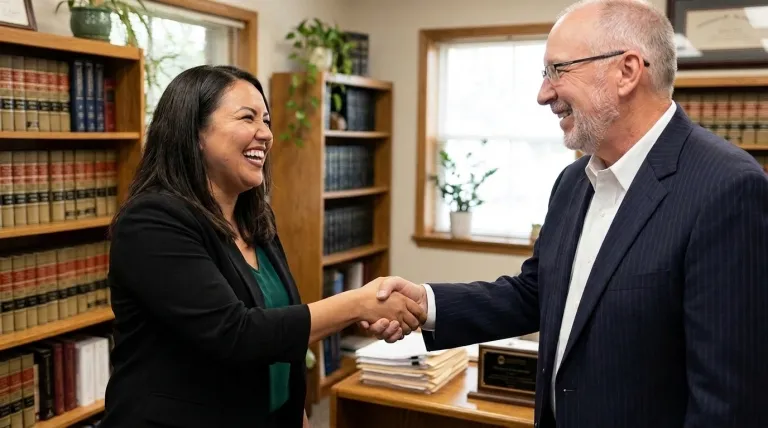 A professional handshake in an office, representing a successful business partnership built on the local takeover model